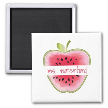 Watermelon Apple Personalized Teacher Magnet by thepinkschoolhouse at Zazzle