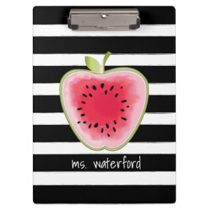 Watermelon Apple Stripes Personalized Teacher Clipboard