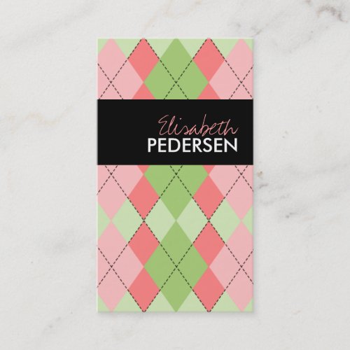 Watermelon Argyle Business Cards