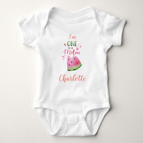 Watermelon baby bodysuite One in a melon girl Baby Bodysuit