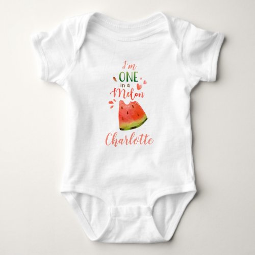 Watermelon baby bodysuite One in a melon girl Baby Bodysuit