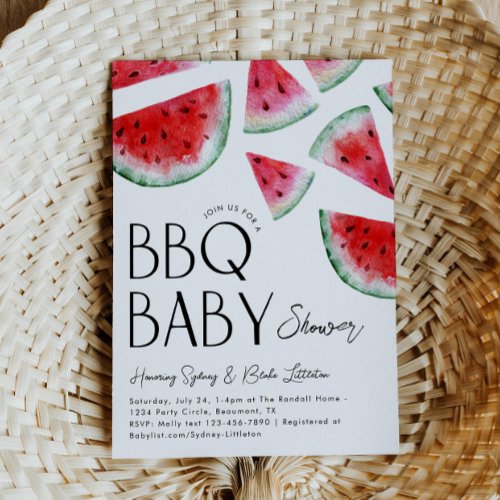 Watermelon Baby Q Baby Shower Invitation