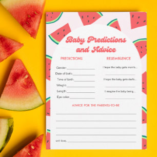 Watermelon Baby Shower Baby Predictions Game Card