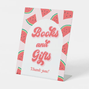 Watermelon Baby Shower Books and Gift Pedestal Sign