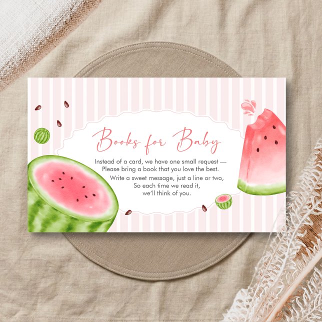 Watermelon Baby Shower Books for Baby Enclosure Card (Sweet Little Girl Watermelon Baby Shower Books for Baby)