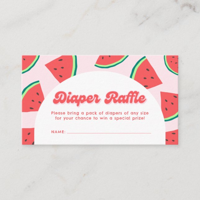 Watermelon Baby Shower Diaper Raffle Ticket Enclosure Card (Front)