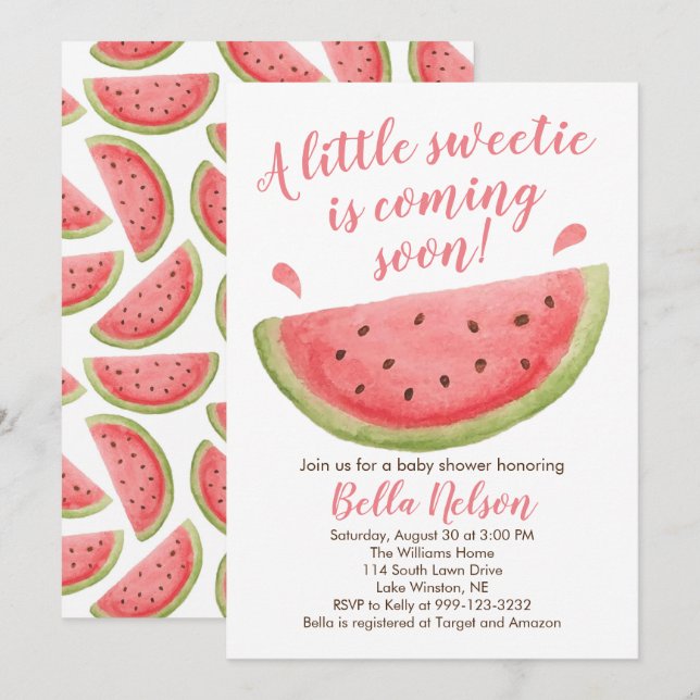 Watermelon Baby Shower Invitation (Front/Back)