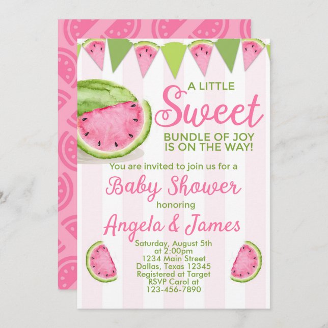 Watermelon Baby Shower Invitation Invite (Front/Back)