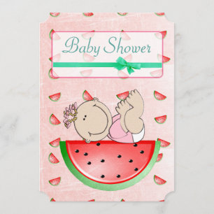 Watermelon Baby Shower Its a Girl Invitations
