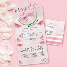 Watermelon Baby Shower Pink Books For Baby All In One Invitation at Zazzle