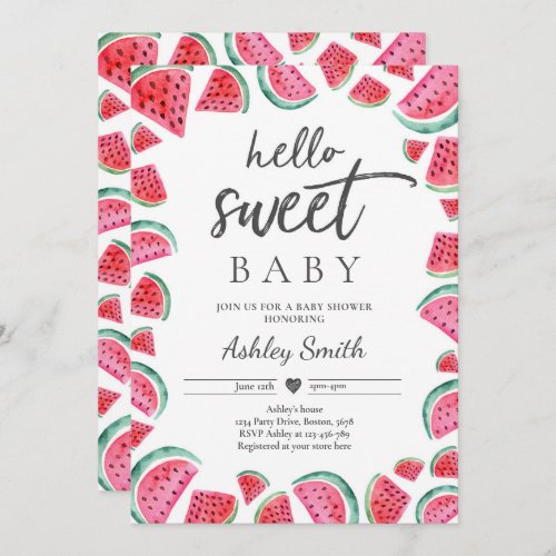 Watermelon Baby Shower Summer Fruit Baby Shower Invitation