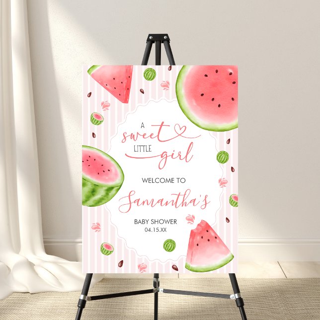 Watermelon Baby Shower Welcome Sign (Sweet Little Girl Watermelon Baby Shower Welcome Sign)