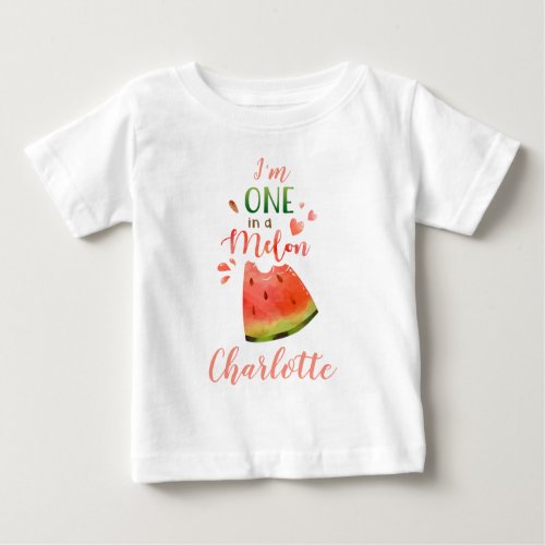 Watermelon baby t_shirt One in a melon girl tshirt