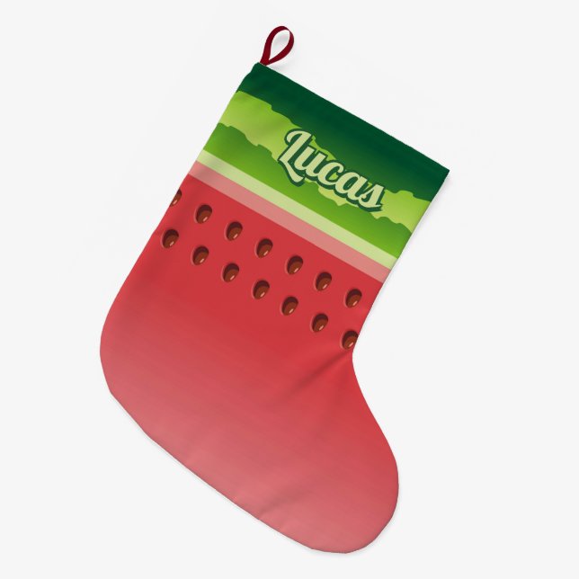 Watermelon Background Christmas Stocking (Front (Hanging))