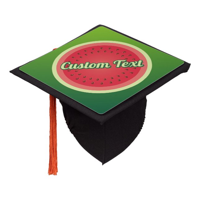 Watermelon Background Graduation Cap Topper (Angled)
