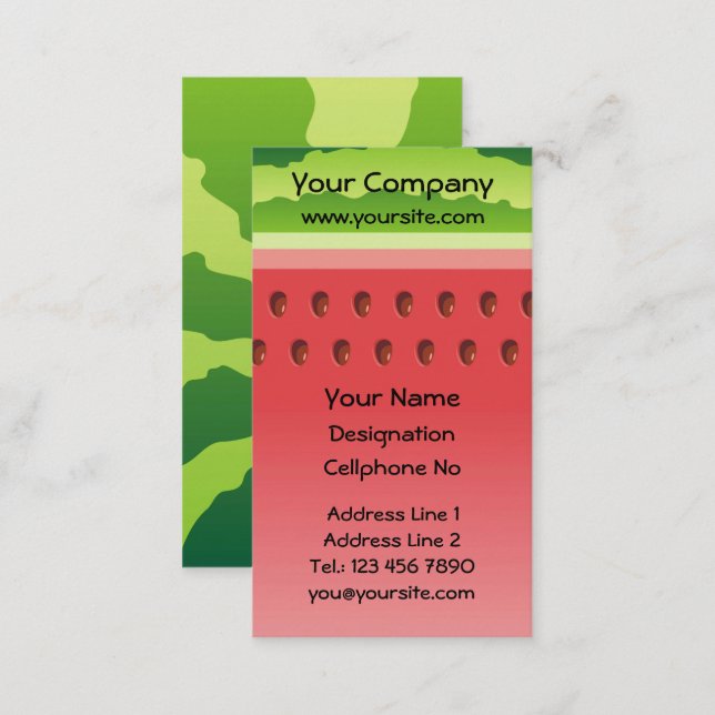 Watermelon Background Vertical Business Card (Front/Back)