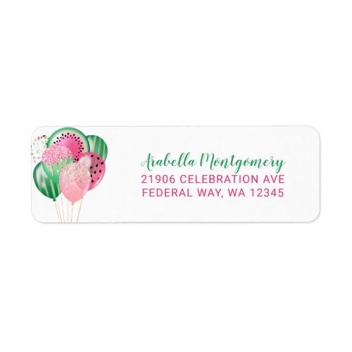 Watermelon Balloon Return Address Label