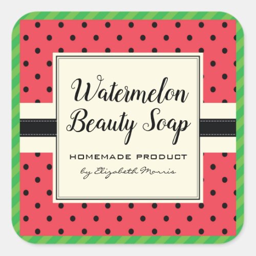 Watermelon beauty soap homemade product label