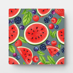 Watermelon Berry Summer Pattern Plaque