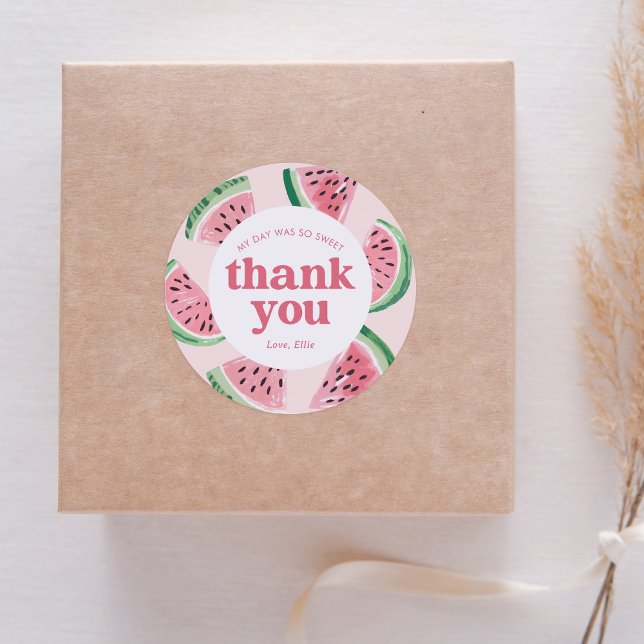 Watermelon Birthday Classic Round Sticker (Creator Uploaded)