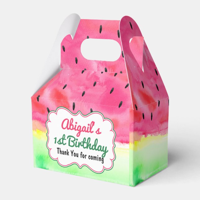 Watermelon  Birthday Favor Box Personalized (Front Side)