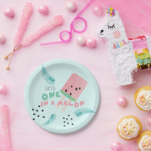Watermelon Birthday Girl / One in a Melon Pink Pap Paper Plates