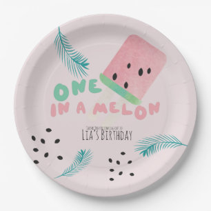 Watermelon Birthday Girl / One in a Melon Pink Paper Plates