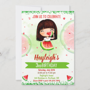 Watermelon birthday invitation Fruit invitation