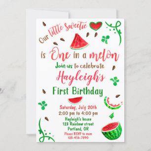 Watermelon birthday invitation Girl first birthday