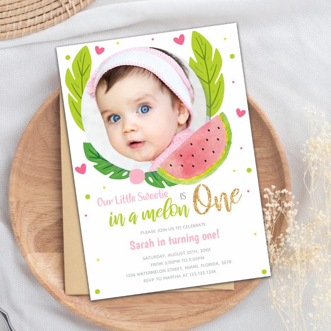 Watermelon Birthday Invitation with Photo (Watermelon Birthday Invitations with photo)