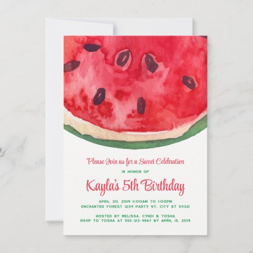 Watermelon Birthday Invitations