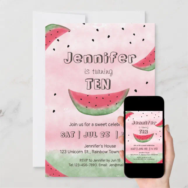 Watermelon birthday invitations Zazzle