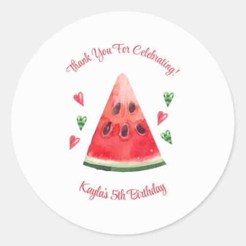 Watermelon Birthday Invitations Classic Round Sticker