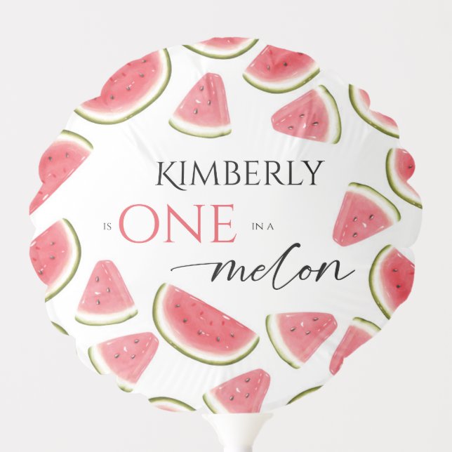 Watermelon Birthday, One in a Melon Birthday Party Balloon (Front)
