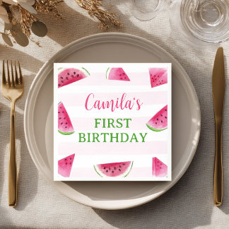 Watermelon Birthday One In A Melon Party Napkins
