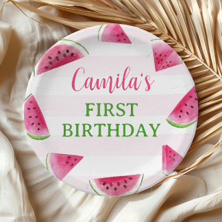 Watermelon Birthday One In A Melon Party Paper Plates