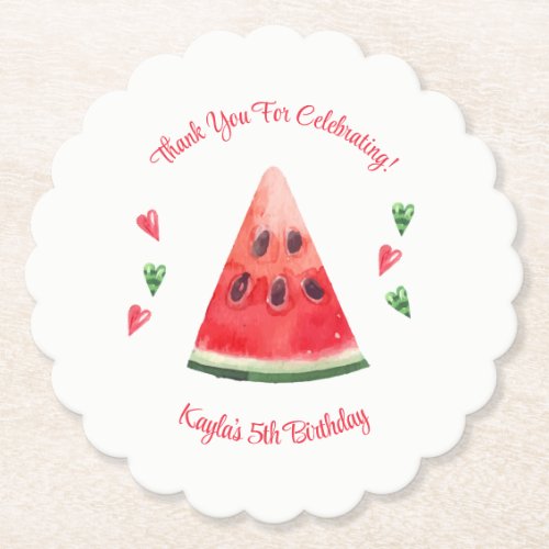 Watermelon Birthday Paper Coaster