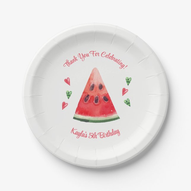 Watermelon Birthday Paper Plates (Front)