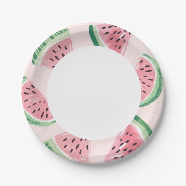 Watermelon Birthday Paper Plates (Front)