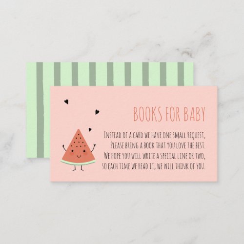 Watermelon Birthday Party Book for Baby Enclosure Card