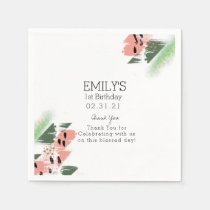 Watermelon Birthday Party Brush Strokes Painterly Napkins