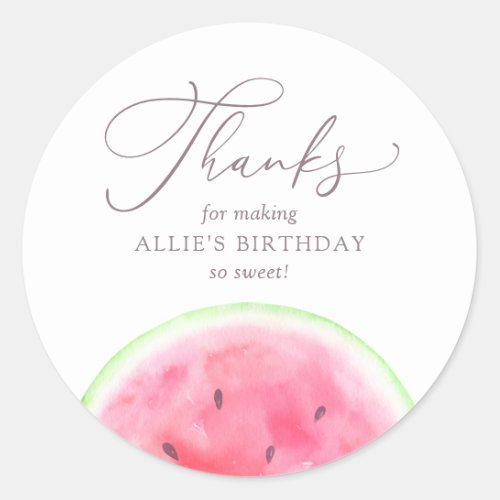 Watermelon Birthday Party Classic Round Sticker
