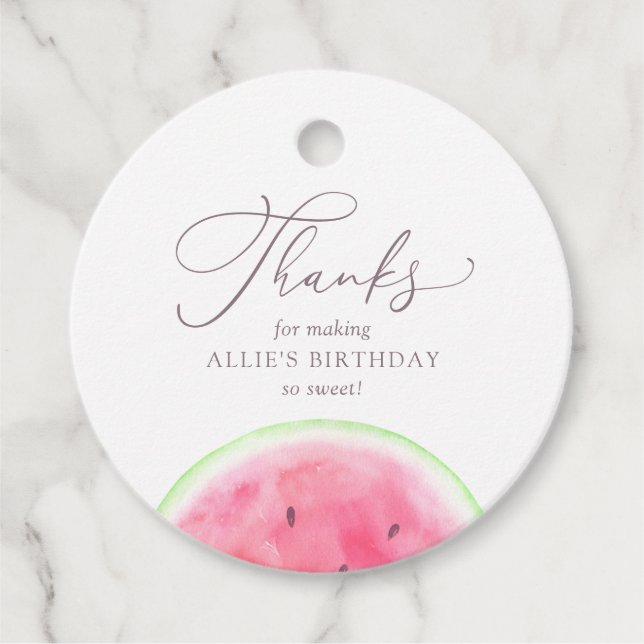 Watermelon Birthday Party Favor Tags (Front)
