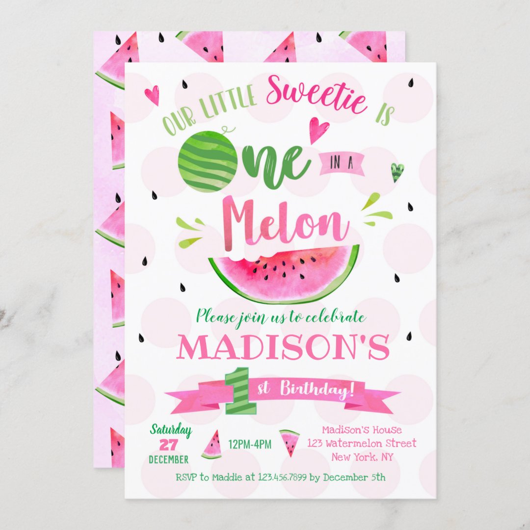 Watermelon Birthday Party Invitations | Zazzle