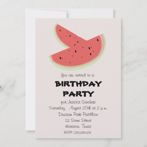 Watermelon Birthday Party Invitations Custom
