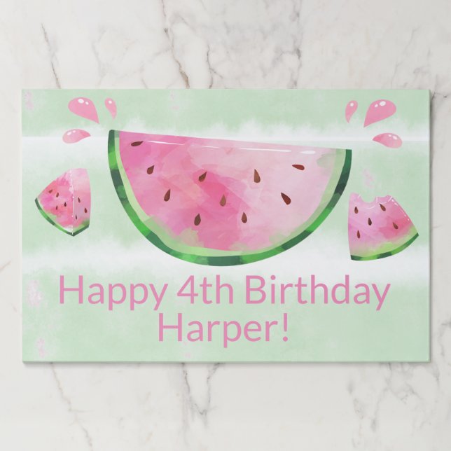 Watermelon Birthday Party Paper Placemat (Front)