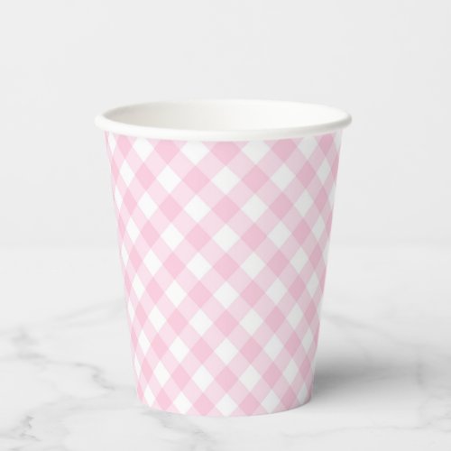 Watermelon Birthday Party Pink Gingham Plaid Paper Cups