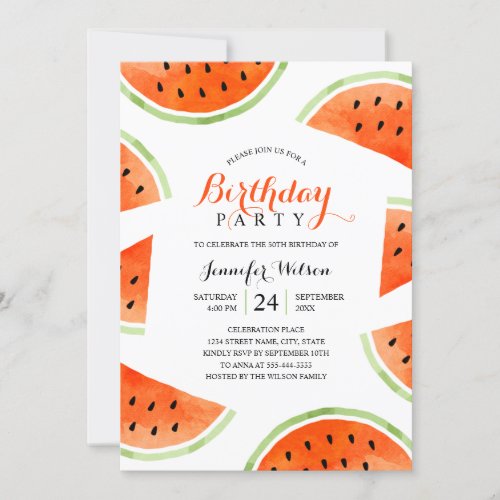 Watermelon Birthday Party Summer Beach Tropical Invitation