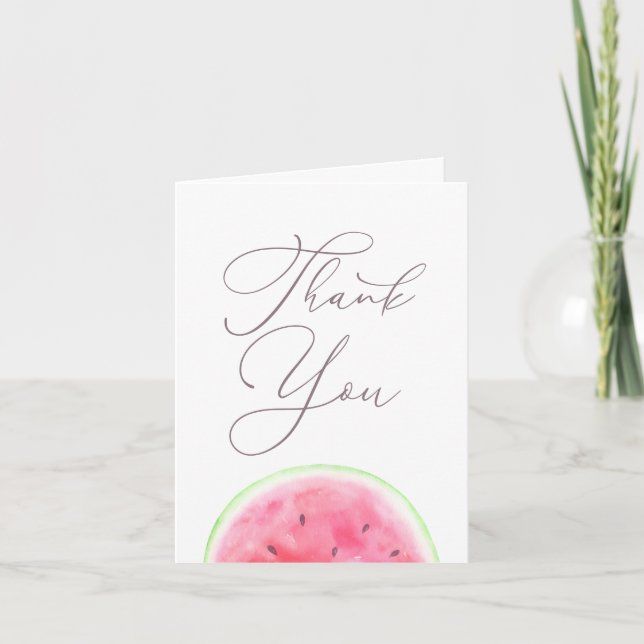 Watermelon Birthday Party Thank You Card (Front)