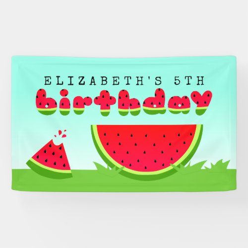 Watermelon Birthday Picnic Party Banner